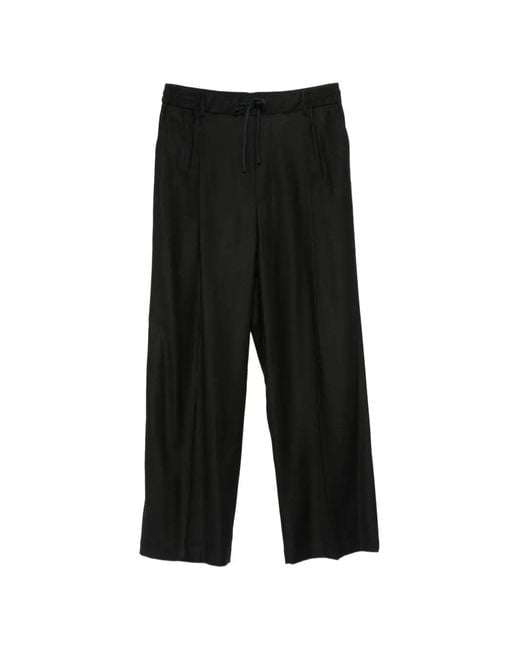 Barena Black Drawstring-Waist Wide-Leg Trousers for men