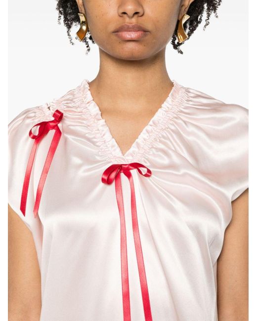 Robe satiné à détail de nœud Simone Rocha en coloris Pink
