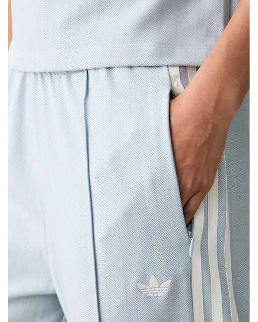 Adidas Blue Herringbone-Pattern Side-Stripe Track Pants