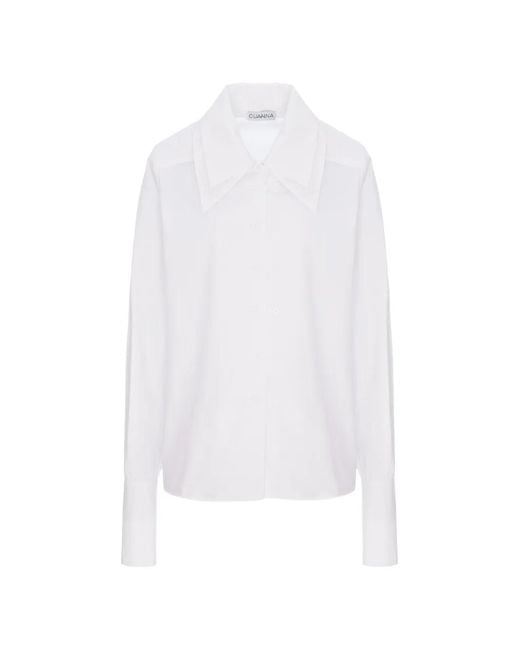 CuAnna White Doubleyou Layered-Collar Shirt