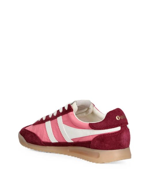 Gola Red Firefly Suede-Panelled Sneakers