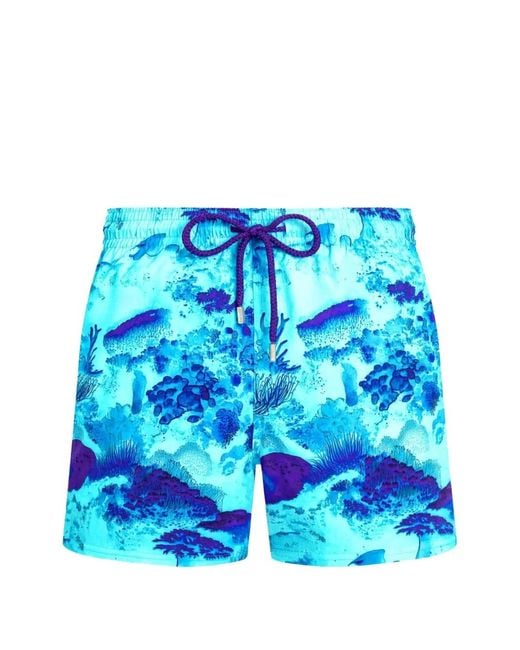 Vilebrequin Blue Moorise Coral-Print Swim Shorts for men