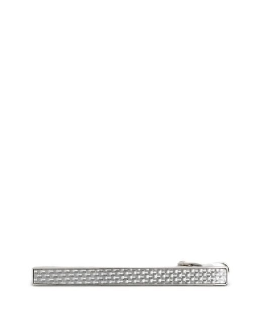 Tateossian White D-Shape Patterned Tie Clip for men