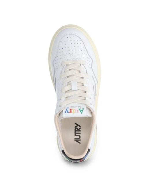 Autry White Logo-Patch Perforated Sneakers