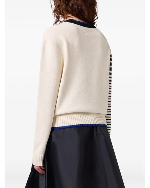 MSGM White Pullover Mit Katzen-Intarsie