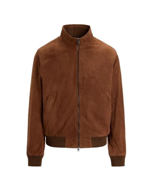 Polo Ralph Lauren Brown Suede Bomber Jacket for men