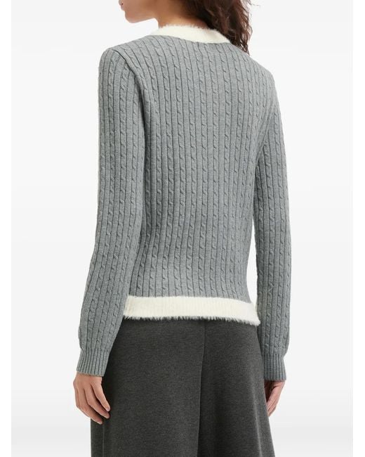 B+ AB Gray Cable-Knit Button Cardigan