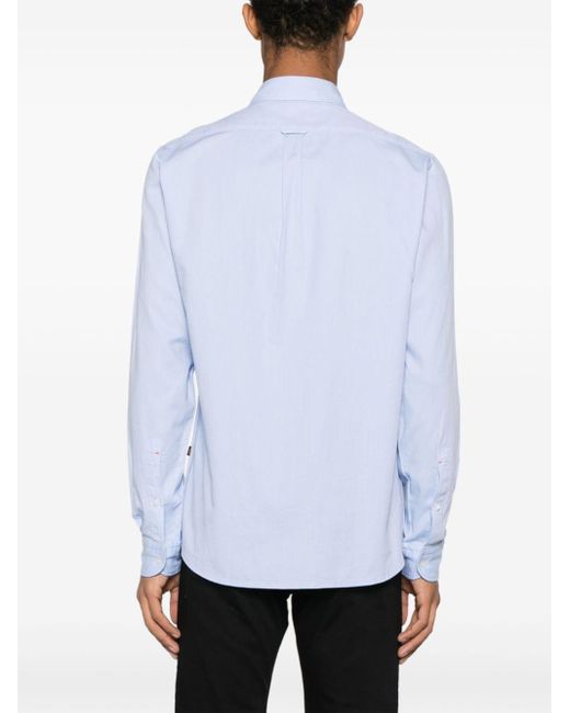 Boss Blue Pattern-jacquard Cotton Shirt for men