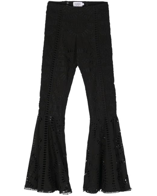 Charo Ruiz Black Trouk Embroidered Flared Trousers