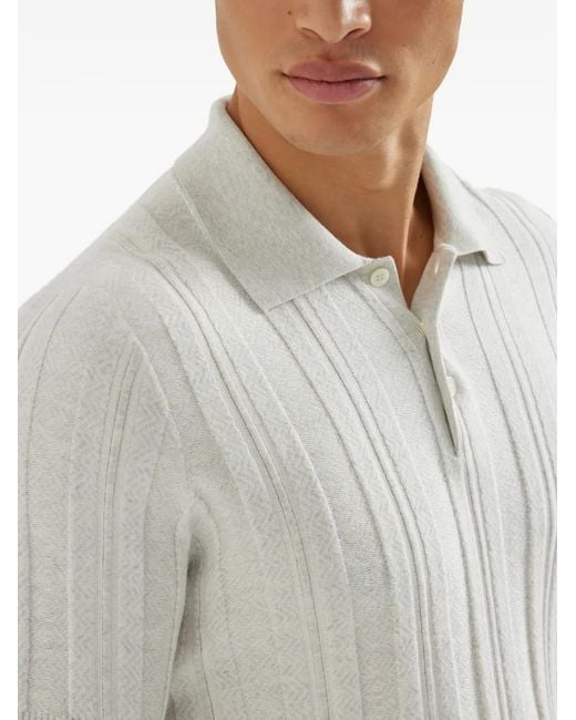Brunello Cucinelli White Short Sleeve Polo for men