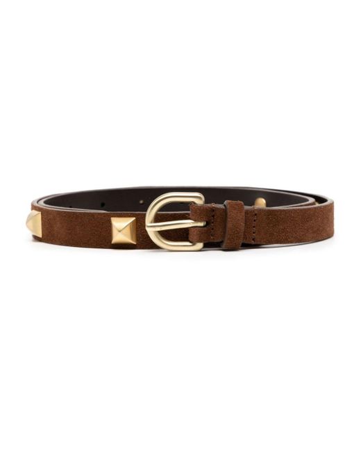 Studded leather belt di Alberta Ferretti in Brown