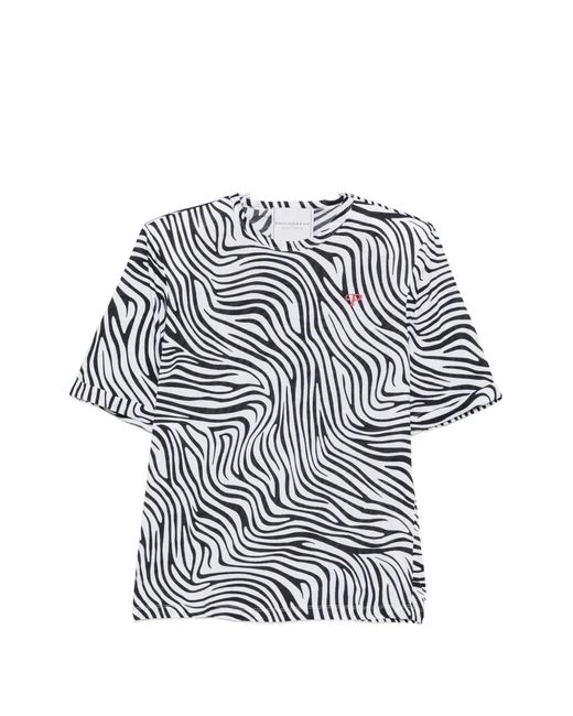 Philosophy Di Lorenzo Serafini White Zebra-Print Logo-Detail T-Shirt