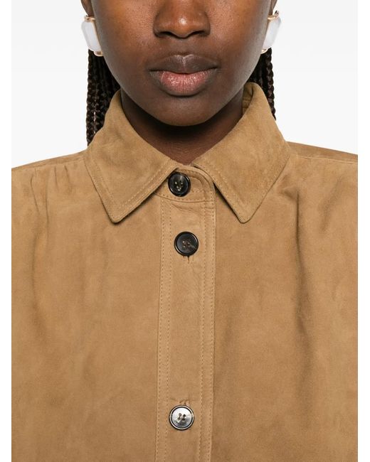 Saint Laurent Natural Suede Buttoned Jacket