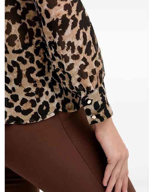 Morgan Brown Clion Leopard-Print Button-Down Shirt