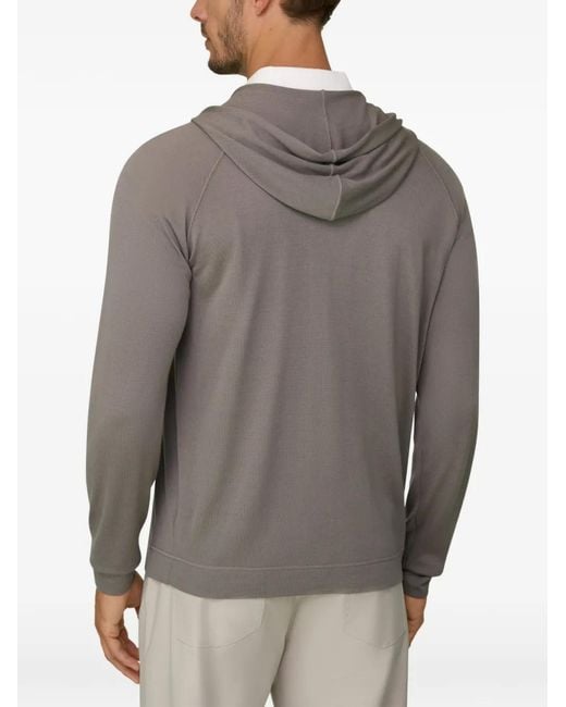 Boggi Gray Knitted Sweatshirt Full-Zip Hoodie for men