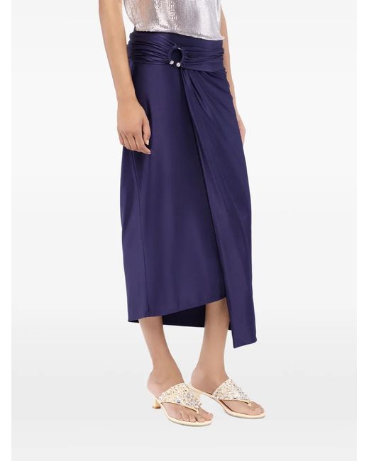Rabanne Blue Midi Piercing Jersey Skirt