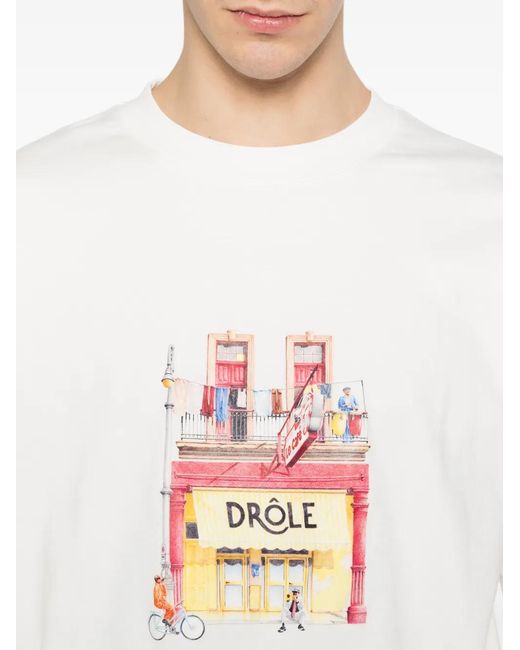 Drole de Monsieur White T-Shirt À Imprimé Graphique for men