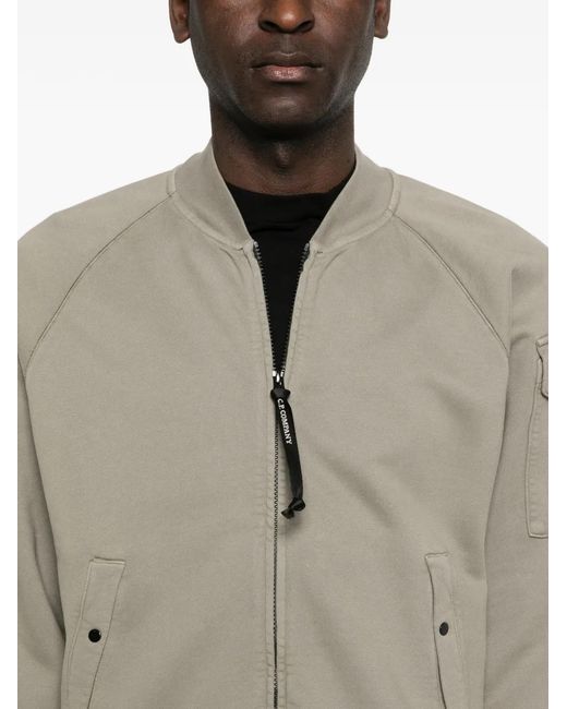C P Company Gray Cotton Open Sweat for men