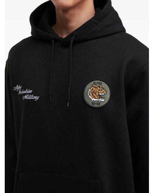 Felpa Con Cappuccio di Alpha Industries in Black da Uomo