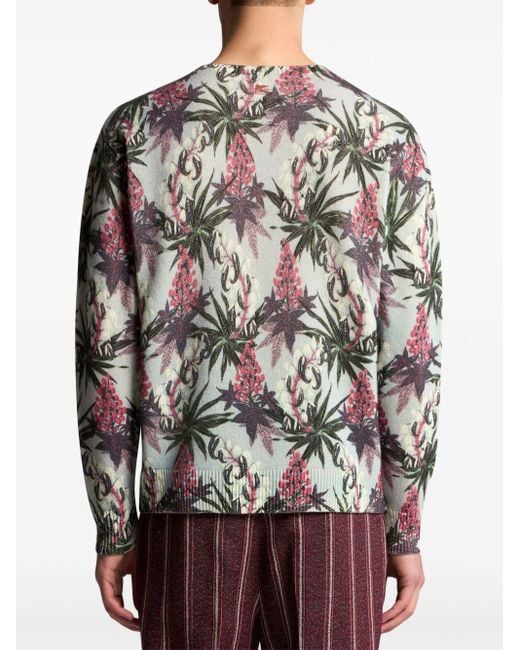 Etro Intarsien-Pullover mit Blumen in Gray für Herren
