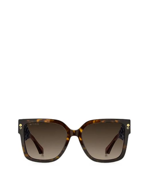 Etro Brown Tortoiseshell-Effect Square-Frame Sunglasses