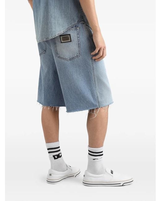 メンズ Dolce & Gabbana カットオフエッジ デニムショーツ Blue