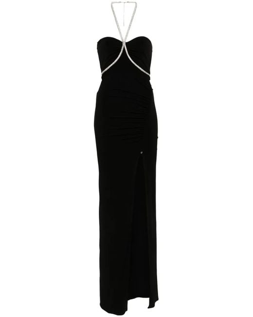 Nissa Black Crystal-Embellished Maxi Dress