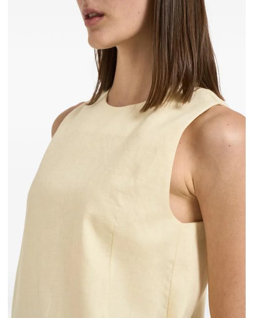 Semicouture Natural Sleeveless Round-Neck Mini Dress