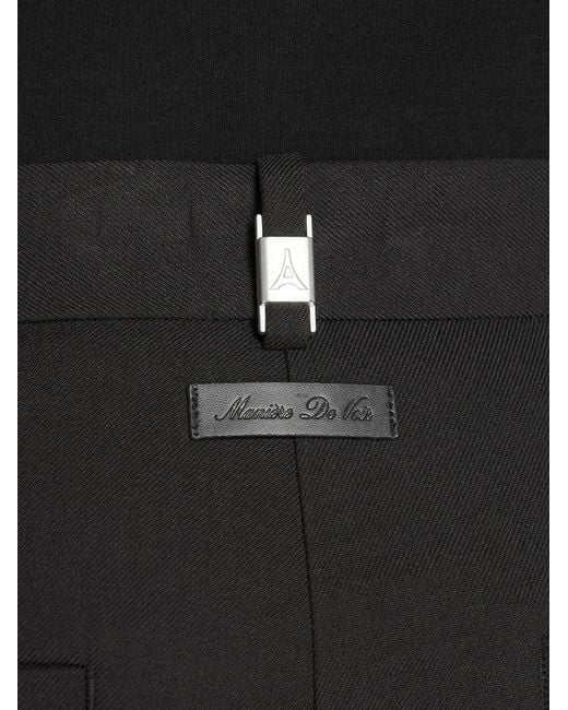Manière De Voir Black Charles Wide Fit Wrap Leg Tailored Trousers for men