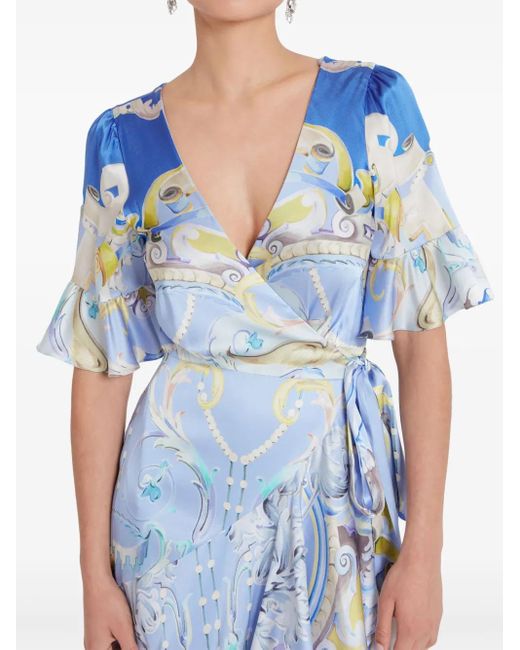 Abito A Portafoglio Con Stampa Carline di Temperley London in Blue