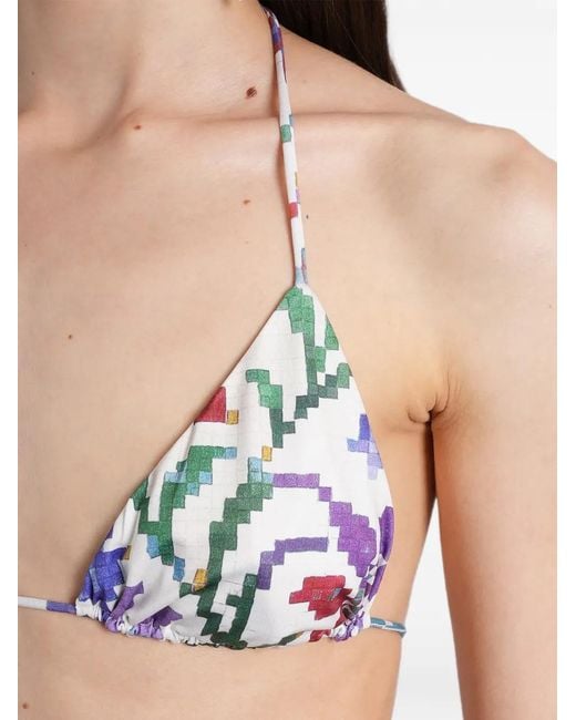 Siedres White Pixelated-Print Bikini