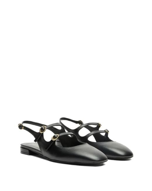 Stuart Weitzman Black Slingback Buckle Flats