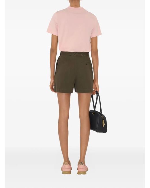 Burberry Green Belted Gabardine Shorts