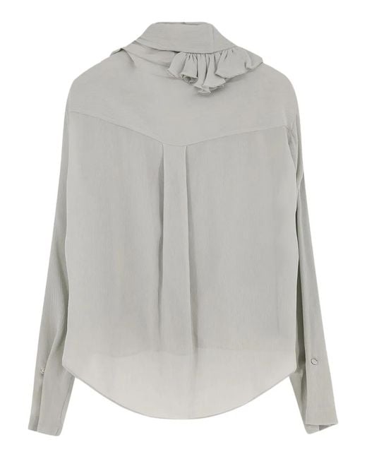 Alberta Ferretti Gray Chemise En Crêpe À Volants