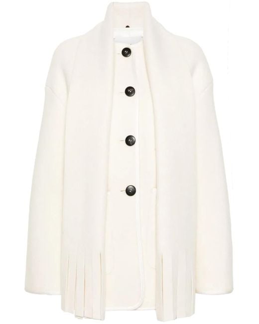 Forte Forte Natural Short Wool Coat With Scarf