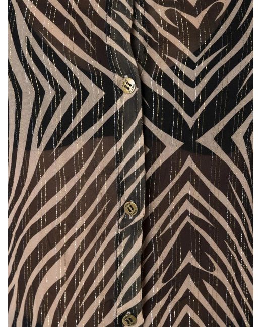 Amir Slama Black Zebra-Print Silk Shirt