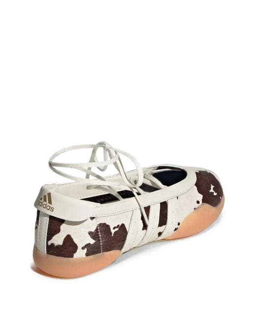 Adidas White Taekwondo Mei Cow-Print Ballet Flats