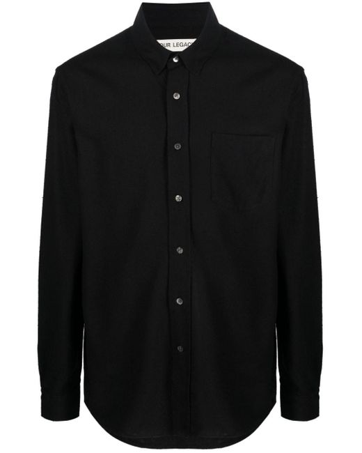 Our Legacy Black Long-Sleeve Silk Shirt for men