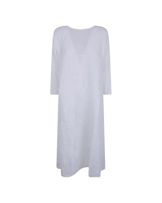 Daniela Gregis White Robe Effet Froissé À Encolure Bateau