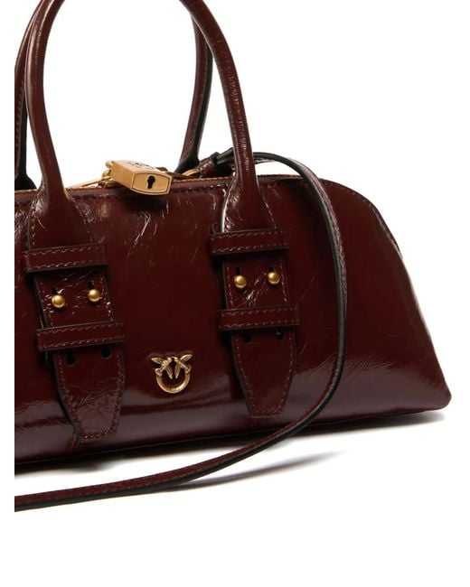 Pinko Brown Grand Sac À Main Escape Bag Horizontal En Cuir