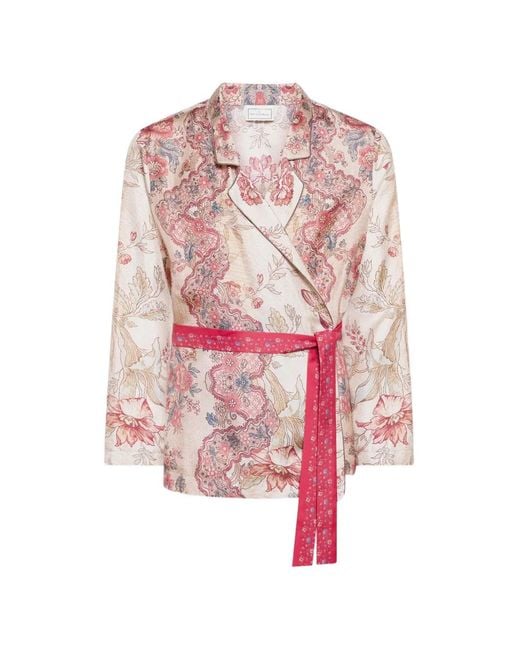Pierre Louis Mascia Pink Floral-Patterned Sash Jacket