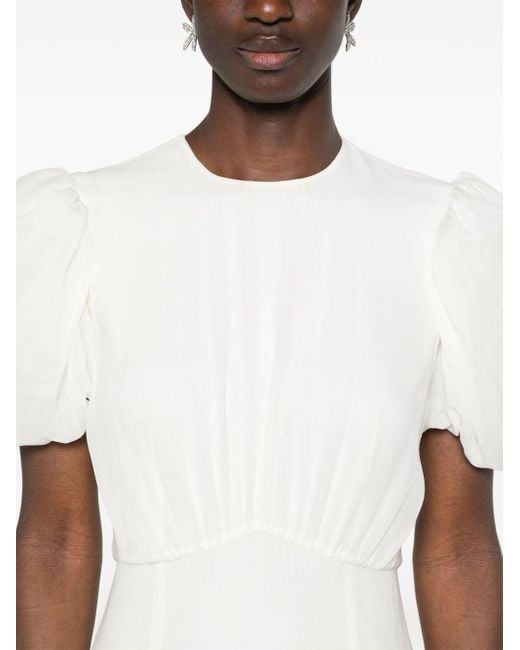De La Vali White Aqua Silk Maxi Dress