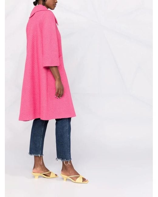 Moschino Pink Single-Breasted Tweed Coat