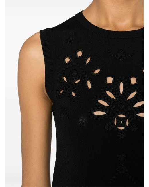 Ermanno Scervino Black Broderie-anglaise Fine-knit Top