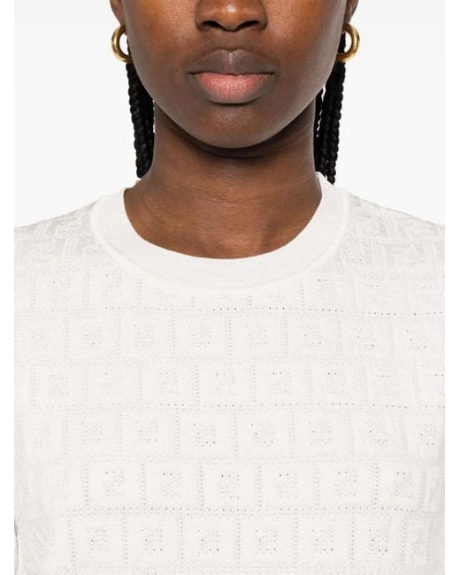 Fendi Ff-Jacquard T-Shirt in White | Lyst Fendi Ff-Jacquard T-Shirt in White | Lyst