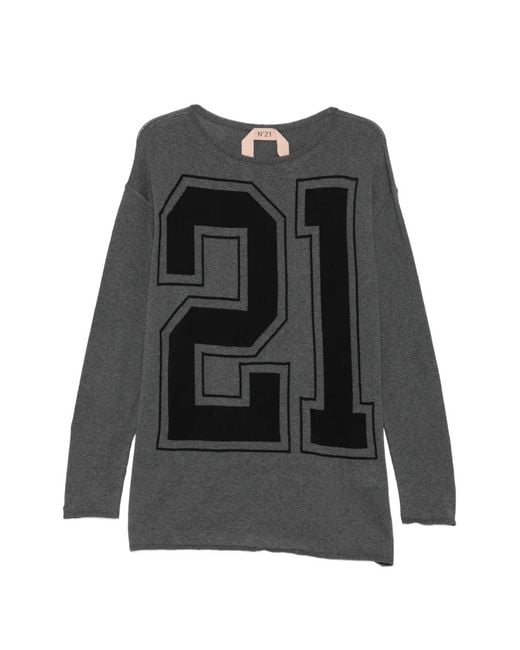 N°21 Black Mini Logo-Print Knitted Dress