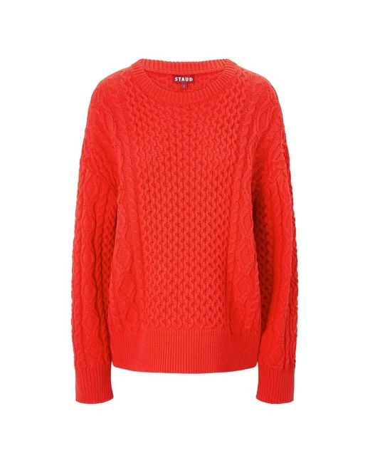 Staud Red Pull Tracy En Maille Torsadée