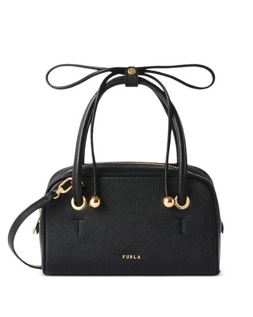 Furla Black Dome Grain-Leather Tote Bag
