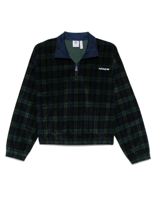 adidas Tartan-Check Corduroy Sweatshirt in Black | Lyst