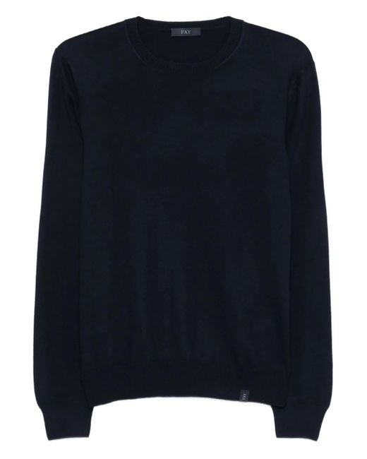 Fay Blue Round-Neck Wool Sweater for men